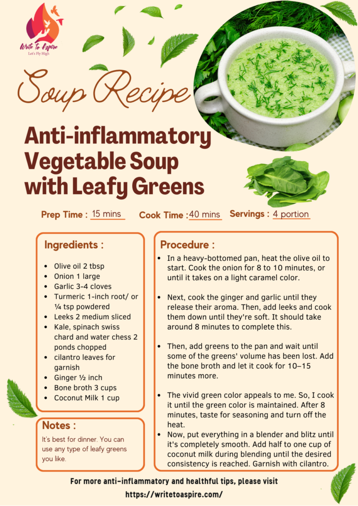 Anti-inflammatory Vegetable Soup with Leafy Greens- write to aspire